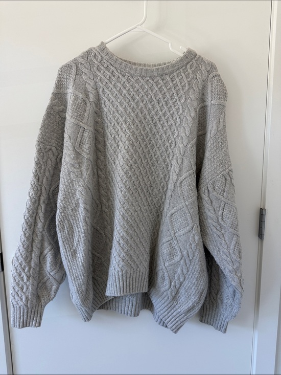 Sunday Best Sweaters - Sunday Best Light Gray Cable Knit Crewneck Sweater